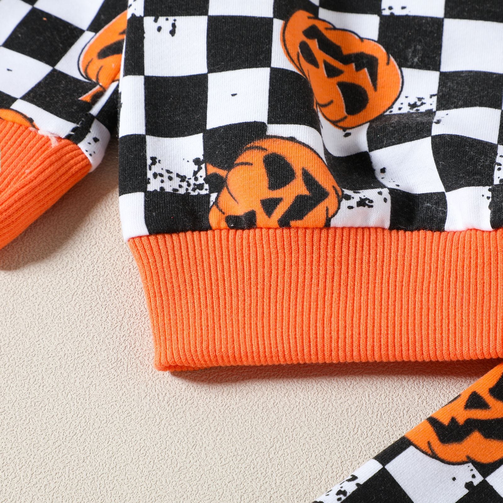 Baby Boy Halloween Checkerboard Pumpkin Suit 2 Pcs Set