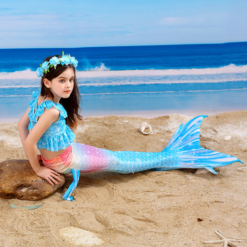 Kid Girls Swimming Mermaid Tail Swimsuits Swimwear