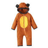 Baby Boys Autumn Winter Zippered Hooded Romper Jumpsuit