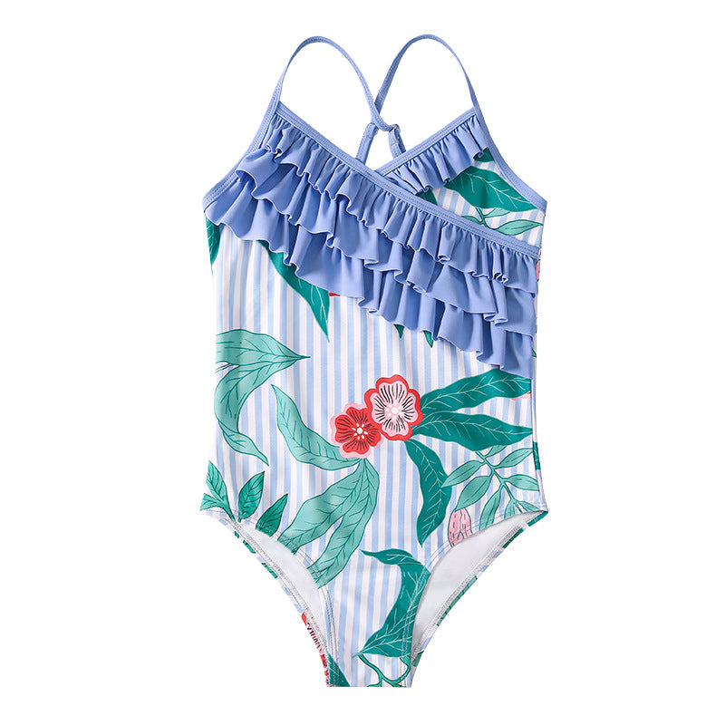 Kid Girls Swimsuit One-piece Flower Print Swimsuit