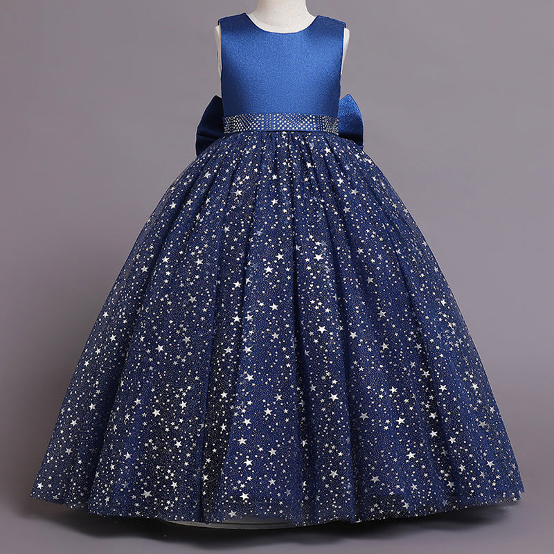 Kid Girl Flower Starry Sky Tutu Birthday Party Piano Performance Dresses