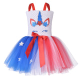 Girls Princess Unicorn Kids July Fourth Independence Day Carnival Dress