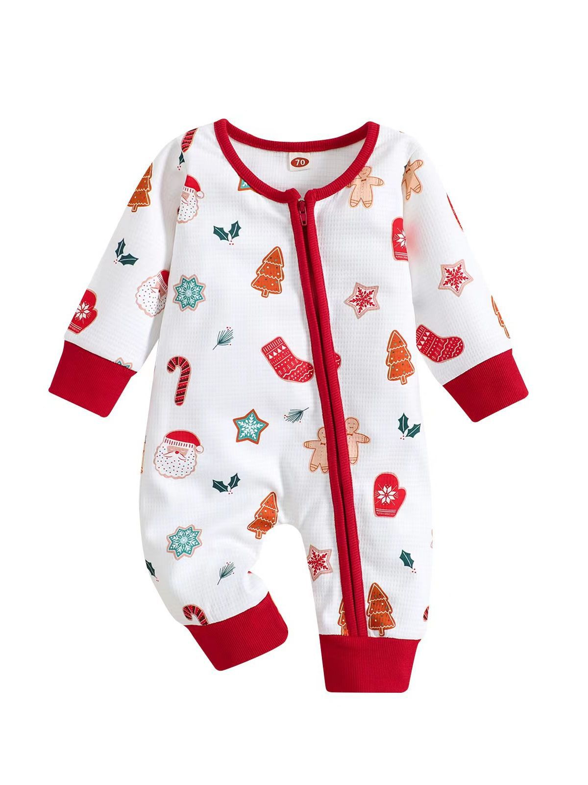 Baby Christmas Spring Autumn Long Sleeve Cartoon Zipper Rompers