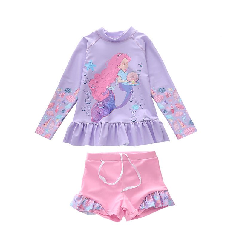 Kid Girl Split Three-dimensional Lotus Leaf Swimsuit