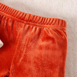 Halloween Pumpkin Letter Long Sleeve Velvet 2 Pcs Set