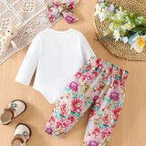 Baby Girls Spring Autumn Easter Rabbit Fragmented Flower 3 Pcs Sets