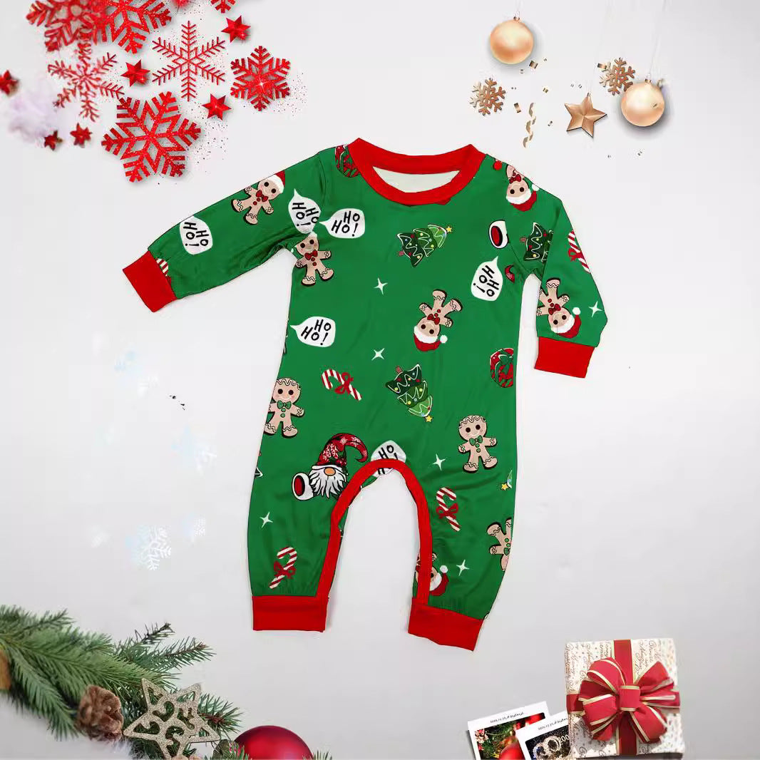 Family Matching Green Christmas Parent-child Christmas Crutches Pajamas