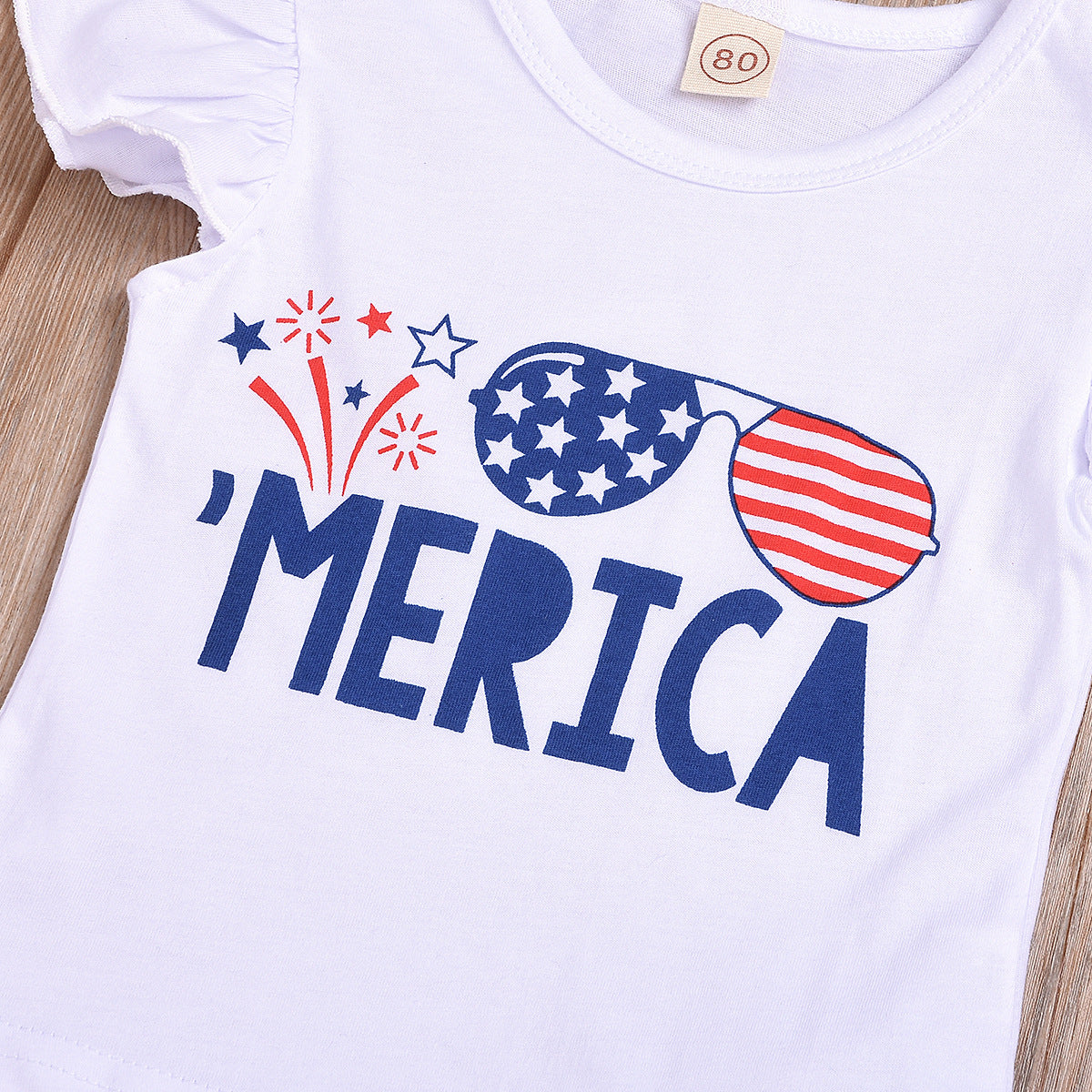 Kids Baby Girls Summer Independence Day Print Tank Shorts Set