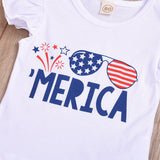 Kids Baby Girls Summer Independence Day Print Tank Shorts Set