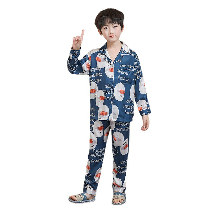 Kid Boy Pajamas Simulted Silk Ice Silk Homewear Pajamas