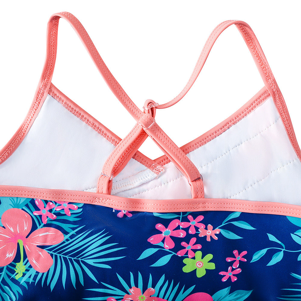 Kid Girls Swimsuit One-piece Flower Print Swimsuit