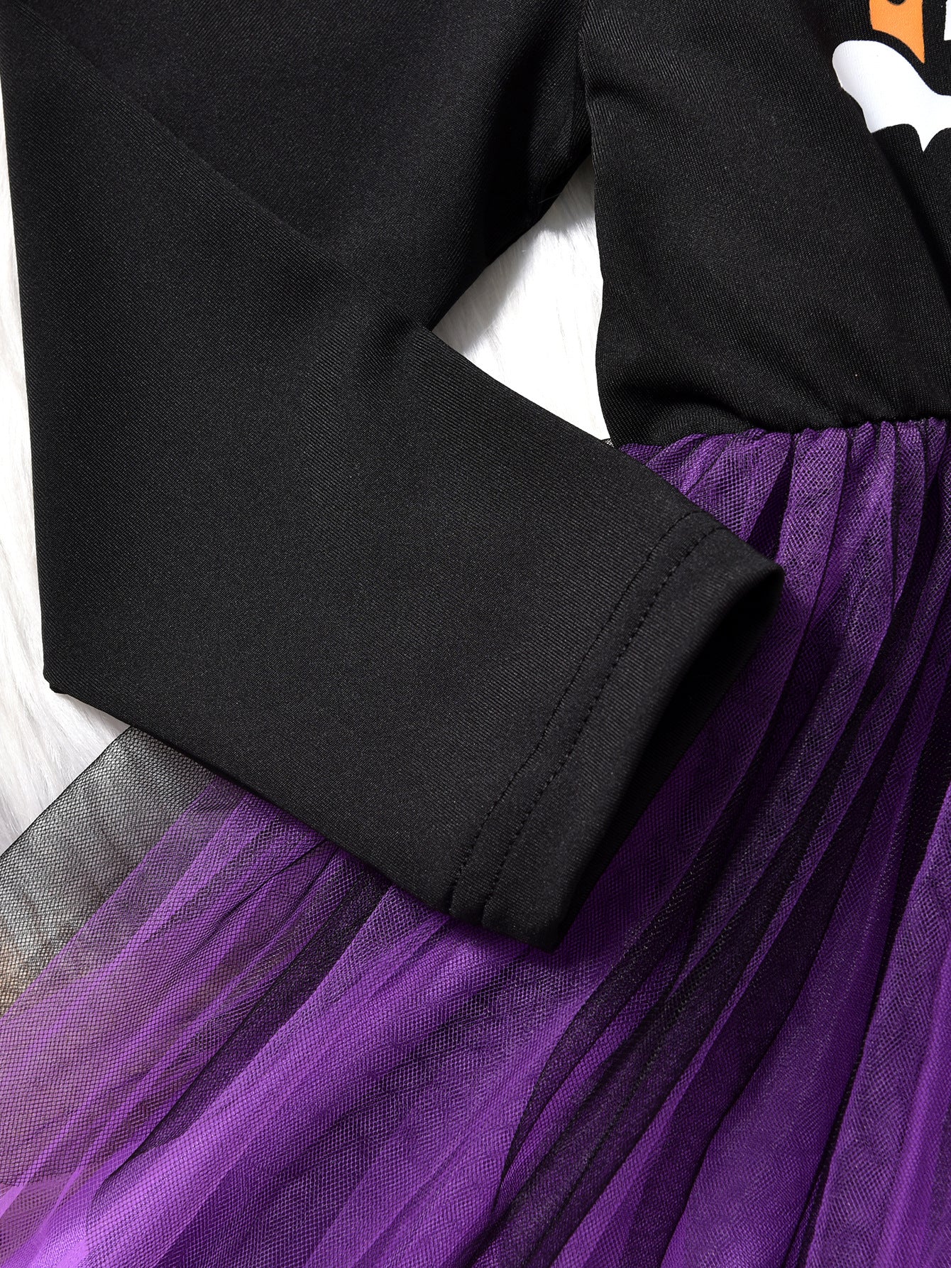 Halloween Kids Baby Girl Ghost Print Mesh Striped 2 Pcs Sets