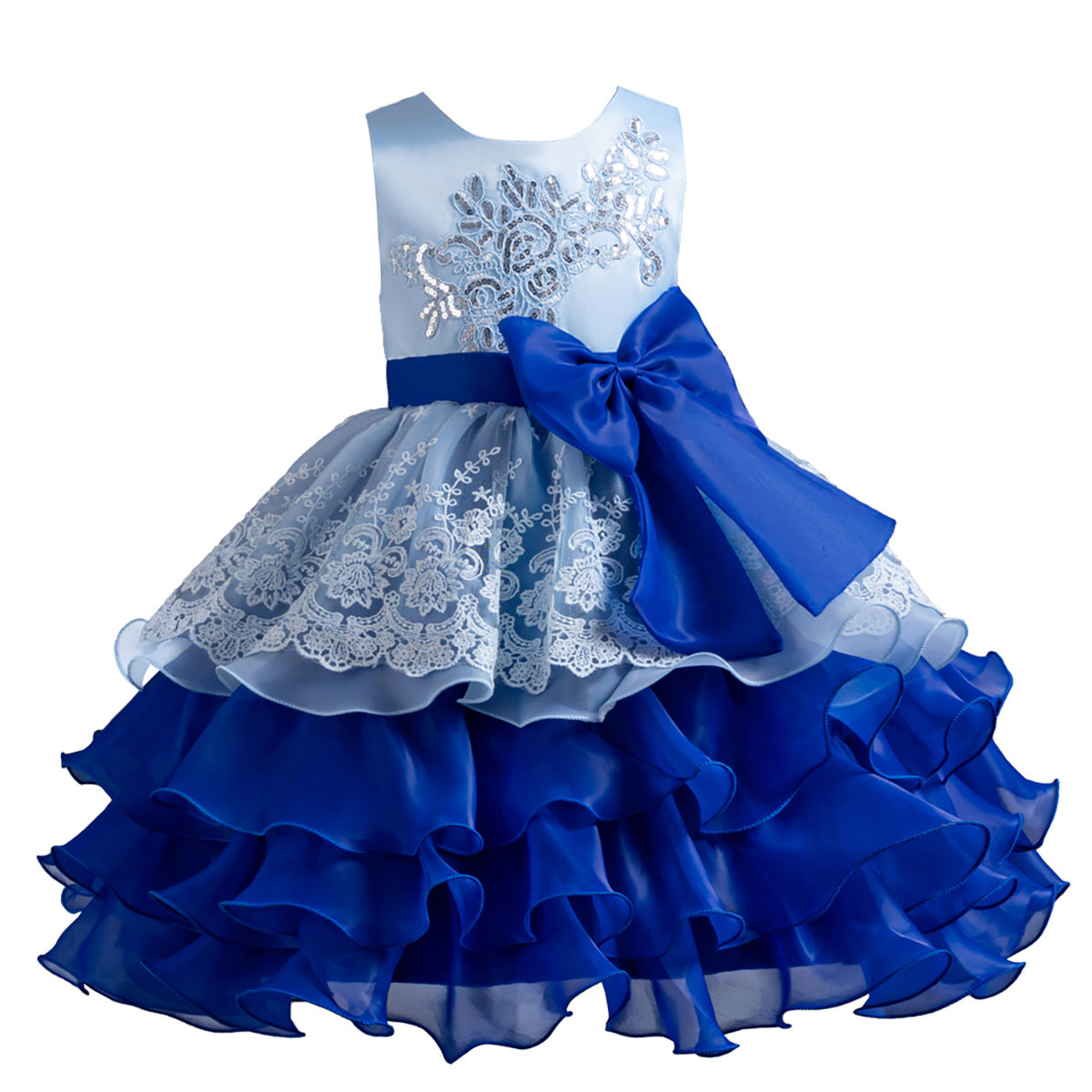 Kid Girl Formal Bow Tie Flower Wedding Evening Dress