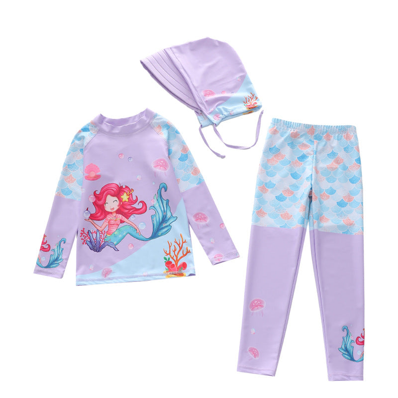 Kid Girls Split Long-sleeved Surfing Swimsuit