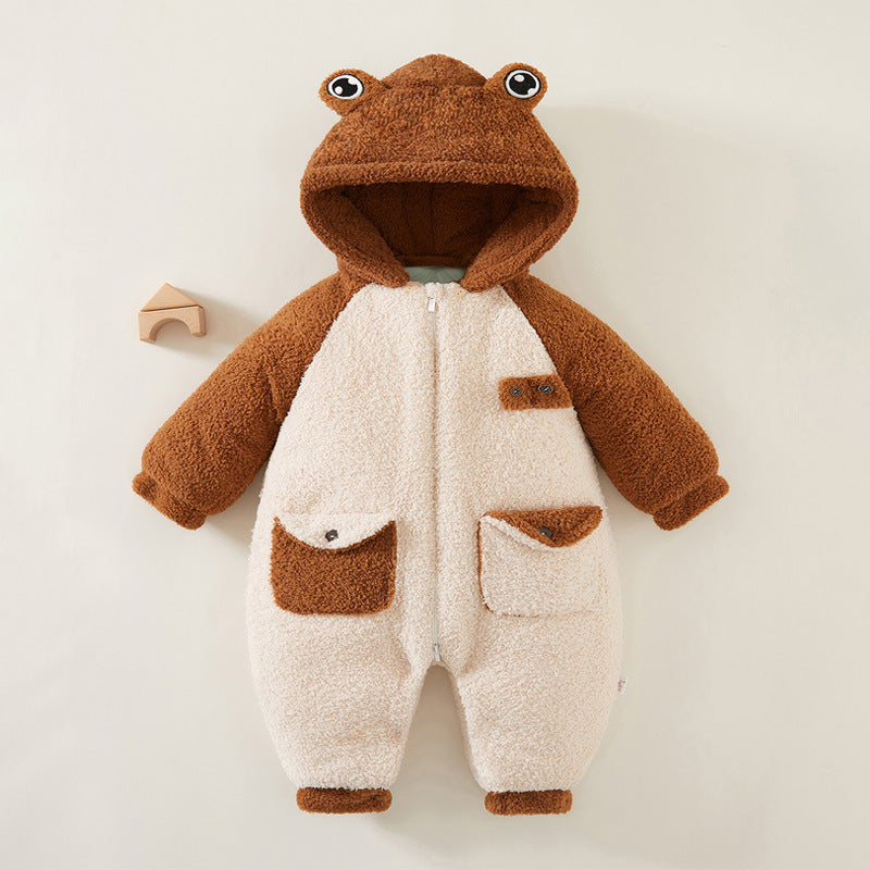 Newborn Down Cotton Jumpsuit Bodysuit Winter Hooded Romper