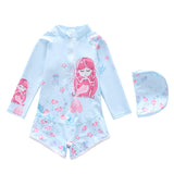 Kid Girl One-piece Cartoon Sun-proof Long-sleeved Swimsuit