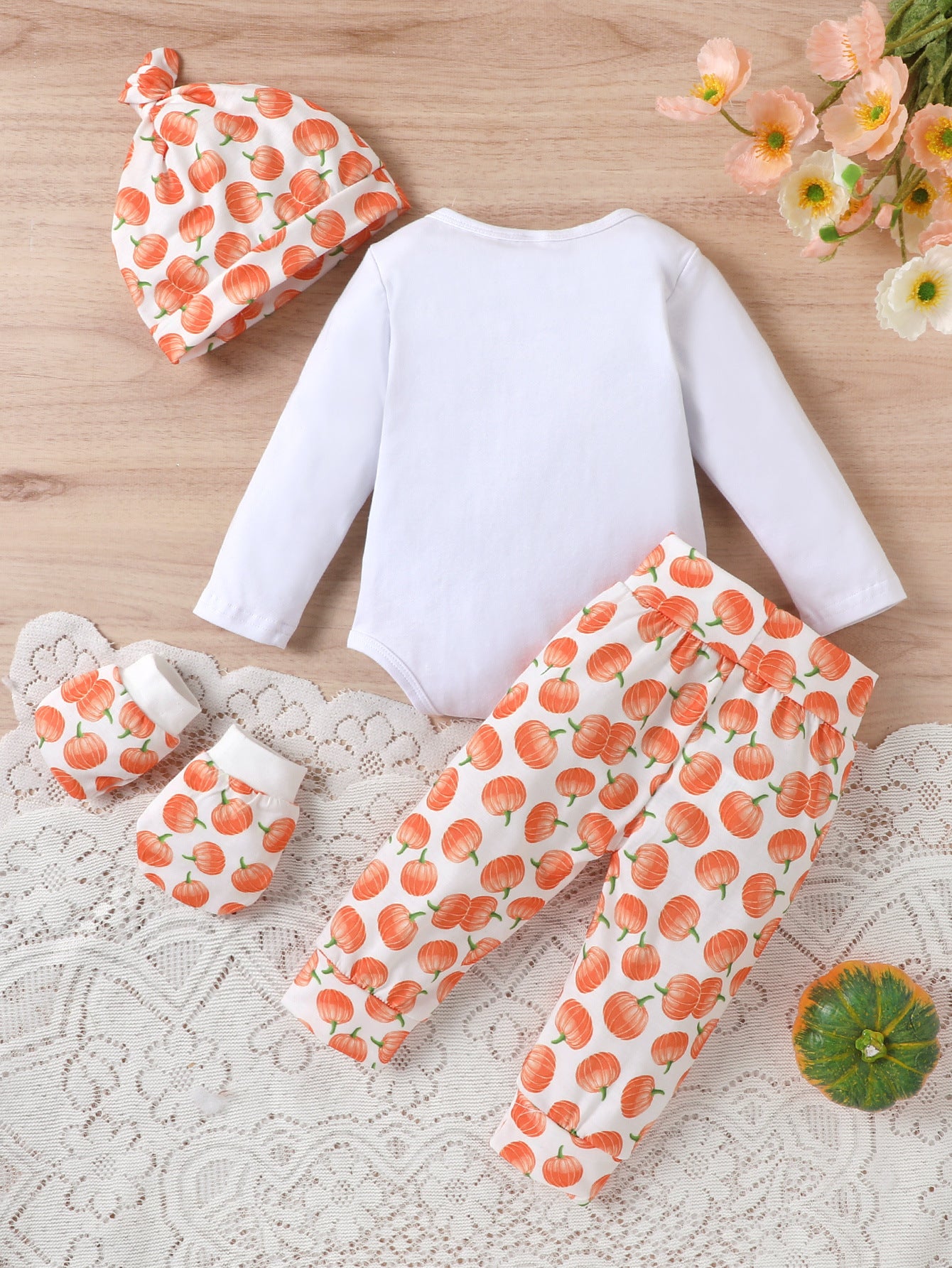 Baby Halloween Letter Printing Pumpkin 4 Pcs Sets