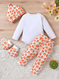 Baby Halloween Letter Printing Pumpkin 4 Pcs Sets