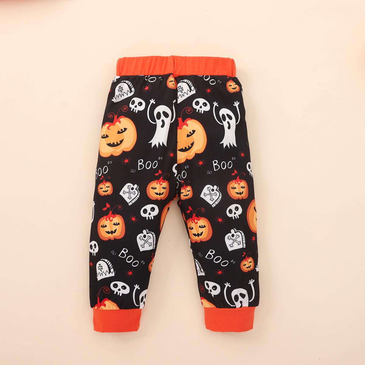 Halloween Kid Baby Boy Girl Pumpkin Orange Hoodie 2 Pcs Set