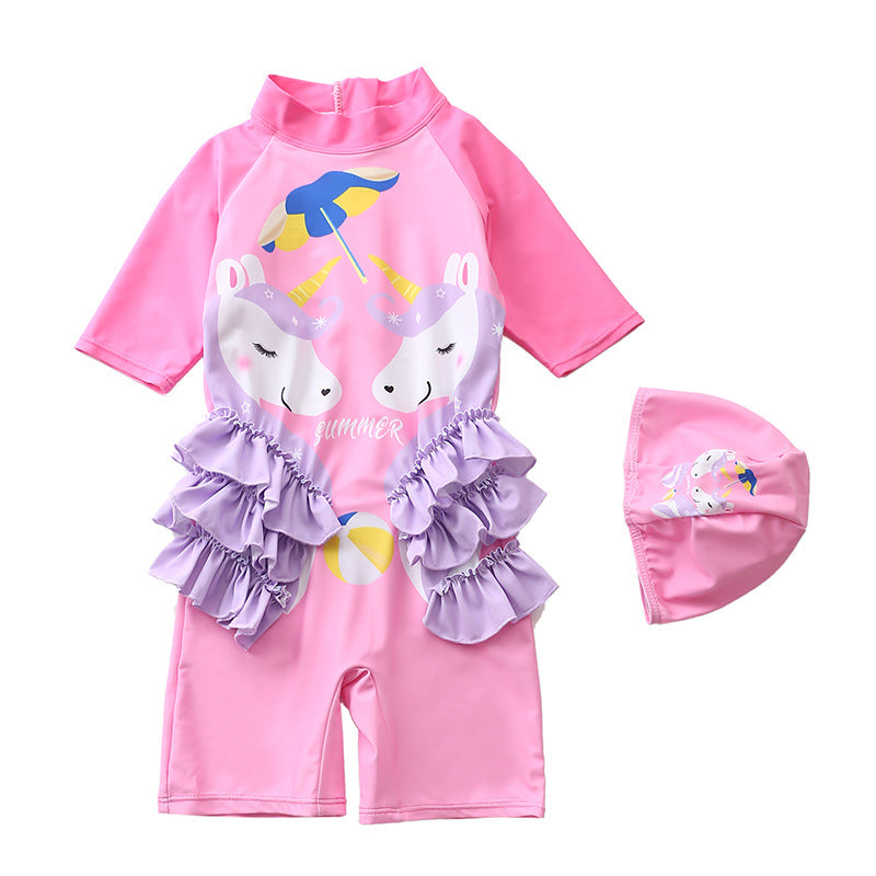 Baby Girl One-piece Flamingos Swimsuits