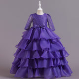 Kid Girl Christmas Party Lace Fluffy Yarn Dress