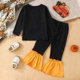 Halloween Kid Baby Girl Skull Print Long-sleeved Suit 2 Pcs Sets