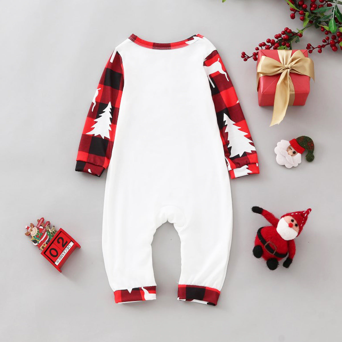 Family Matching Home Suit Christmas Plaid Patchwork Printed Pajamas