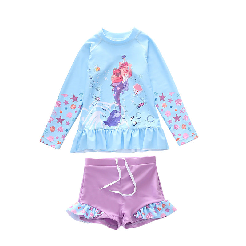 Kid Girl Split Three-dimensional Lotus Leaf Swimsuit