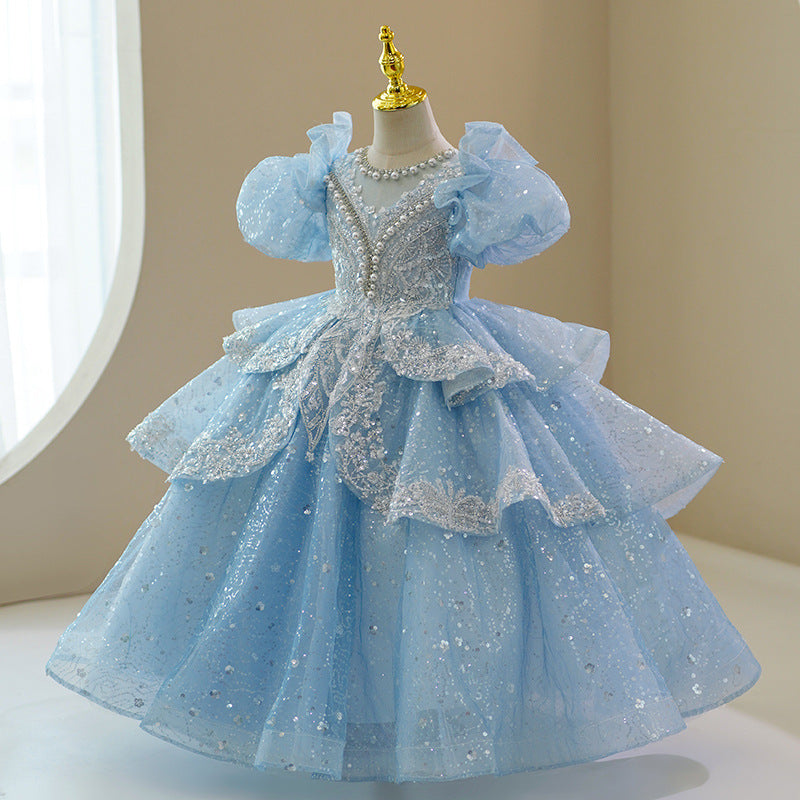 Kid Girl Princess Flower Wedding Birthday Host Dress