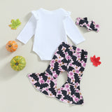 Baby Girl Halloween Letter Long Sleeves Printed 3 Pcs Sets