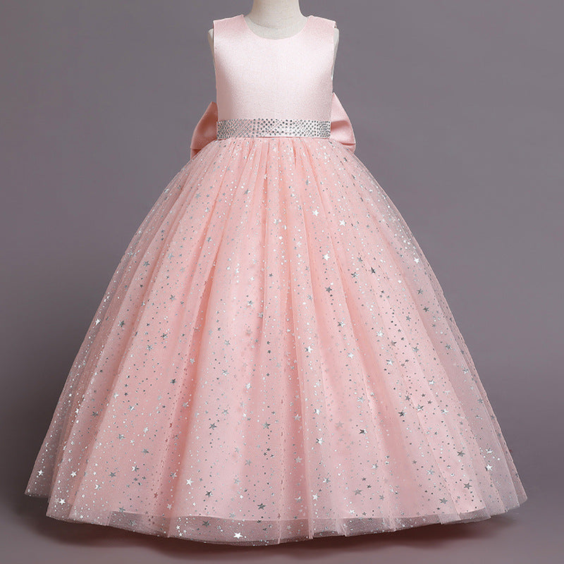 Kid Girl Flower Starry Sky Tutu Birthday Party Piano Performance Dresses