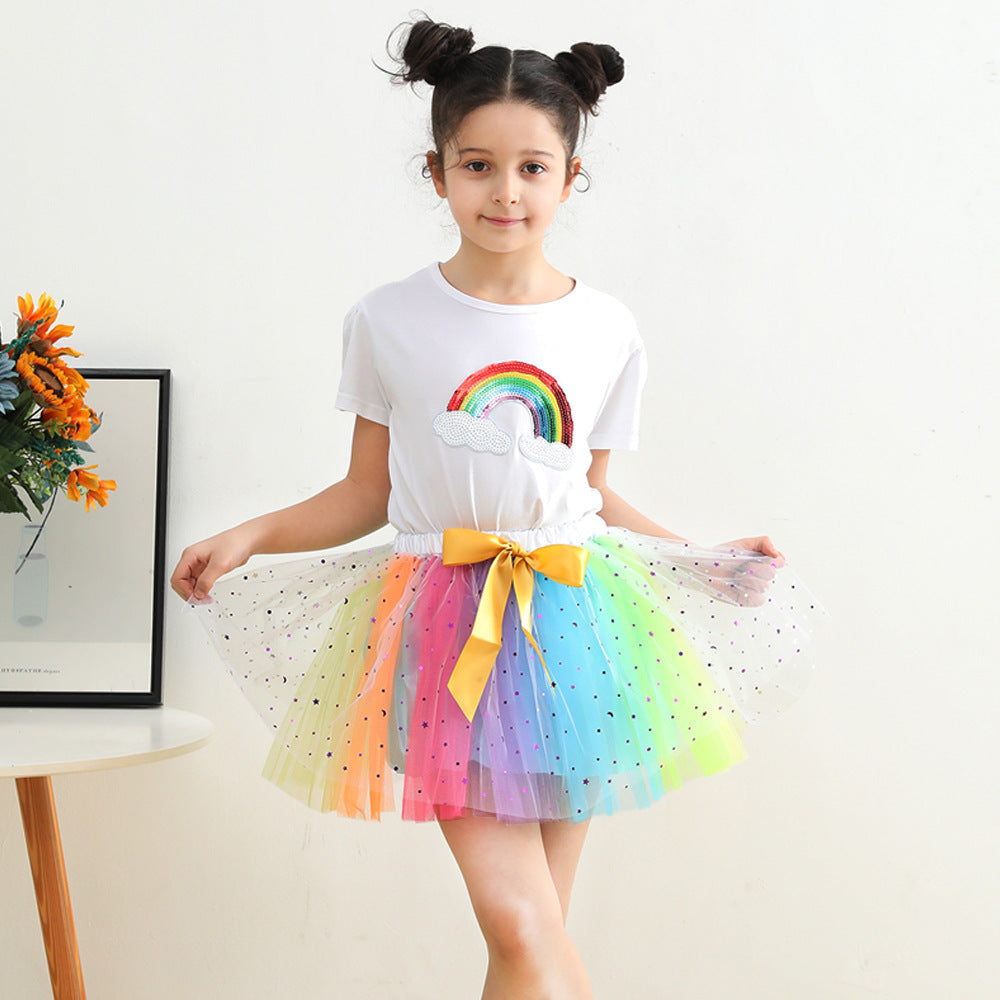 Kid Baby Girls Lining Send Bow Hairpin Fluffy Skirts
