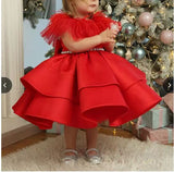 Kid Girl First Birthday Princess High-end Winter Flower Dresses