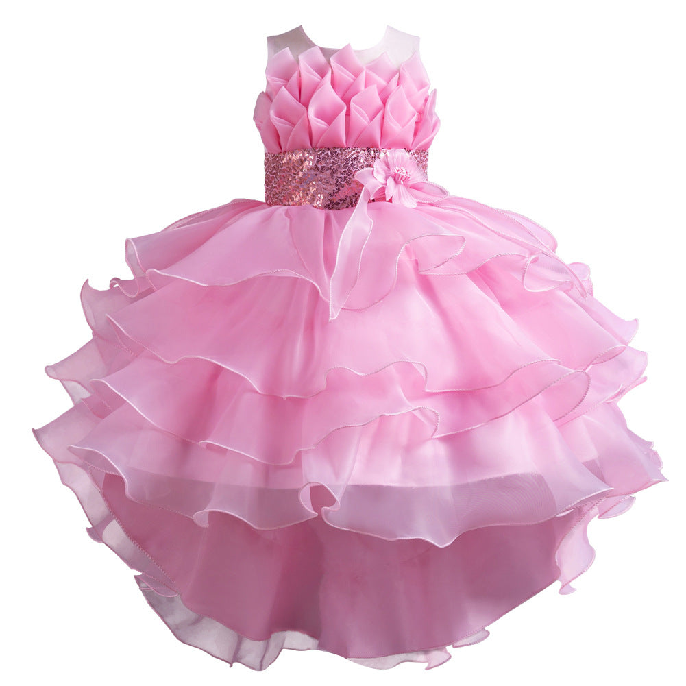 Kid Girls Formal Flower Organza Cake Princess Dresses