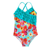 Kid Girls Swimsuit One-piece Flower Print Swimsuit