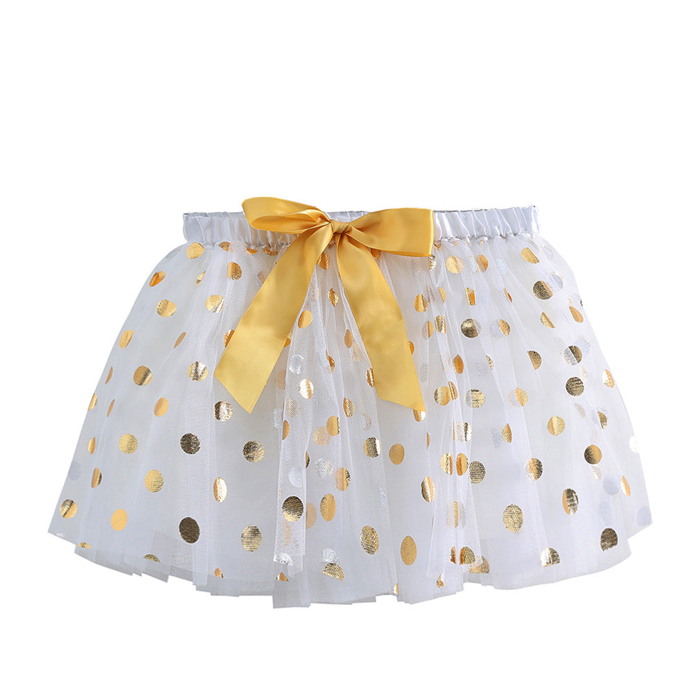 Kid Baby Girl Mesh Dot Gilding Tutu Princess Gauze Skirts
