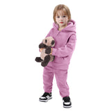 Kid Boy Girl Suit Fleece Thick Sports 2 Pcs Sets