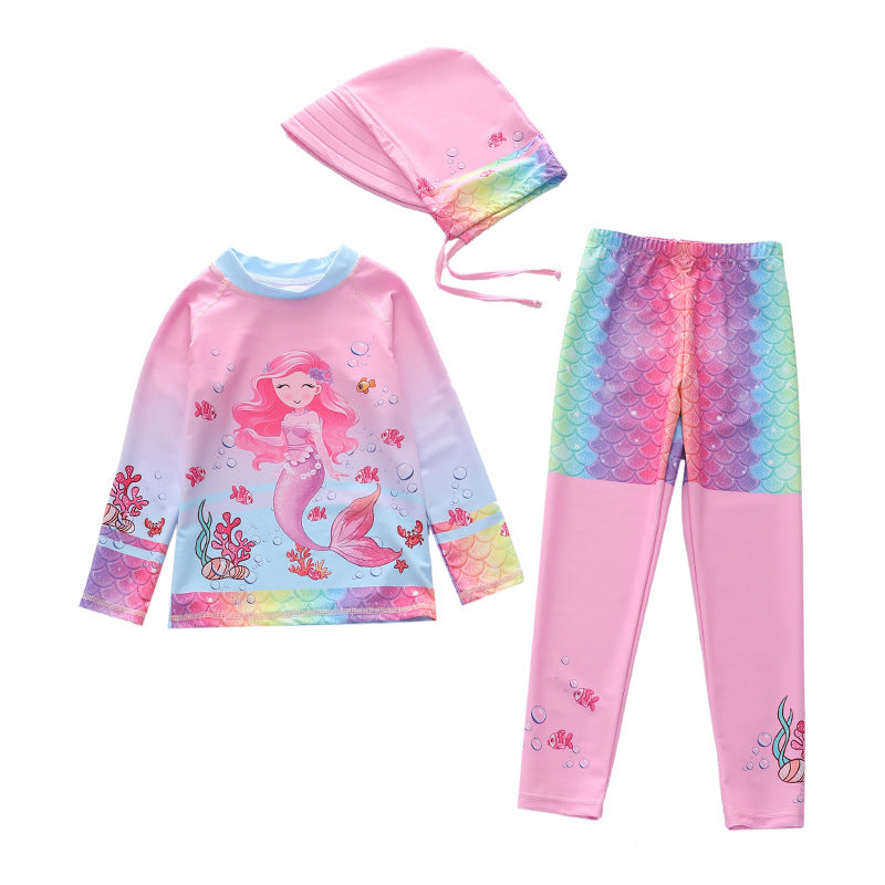 Kid Girls Split Long-sleeved Surfing Swimsuit