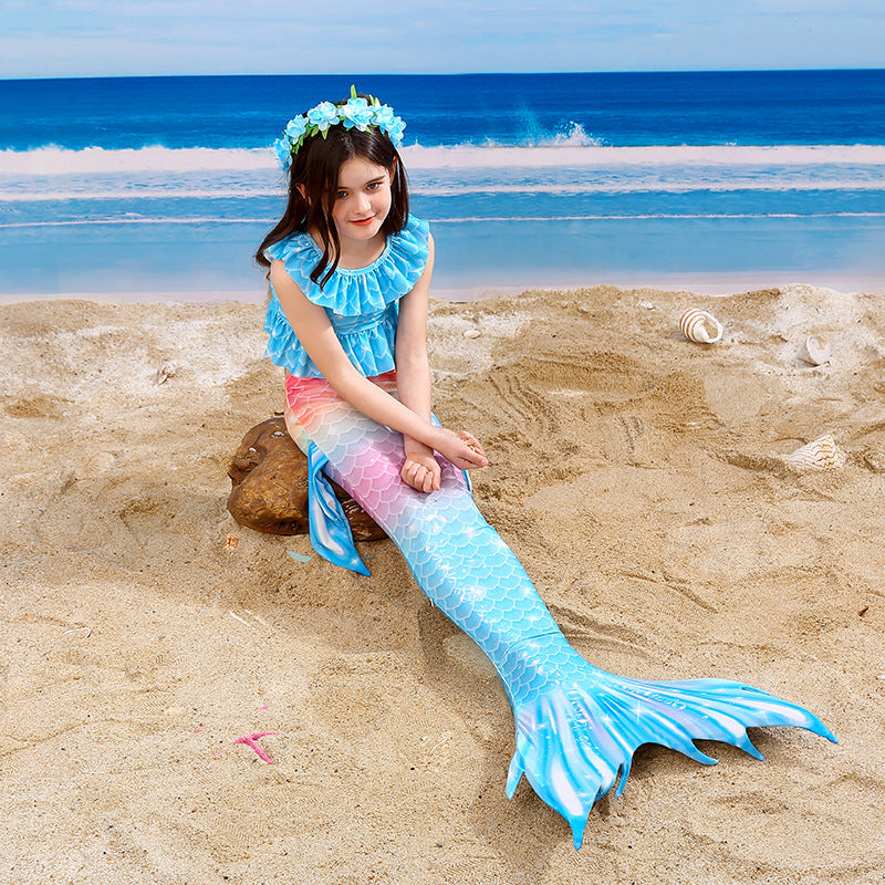 Kid Girls Swimming Mermaid Tail Swimsuits Swimwear