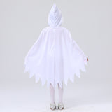 Girl White Ghost Glows Grimace Cloak Halloween Cosplay Party Costume