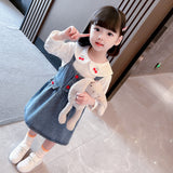 Kid Baby Girls Cherry Cowboy Suspenders Casual 2 Pcs Sets