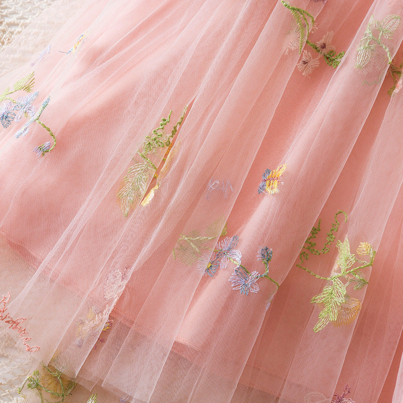 Kid Baby Girl Flower Embroidered Mesh Princess Christmas Dresses