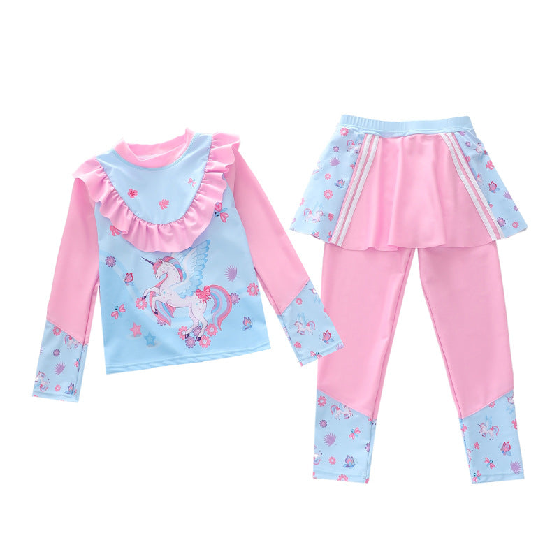 Kid Girl Flying Sleeves One Piece Swimsuit