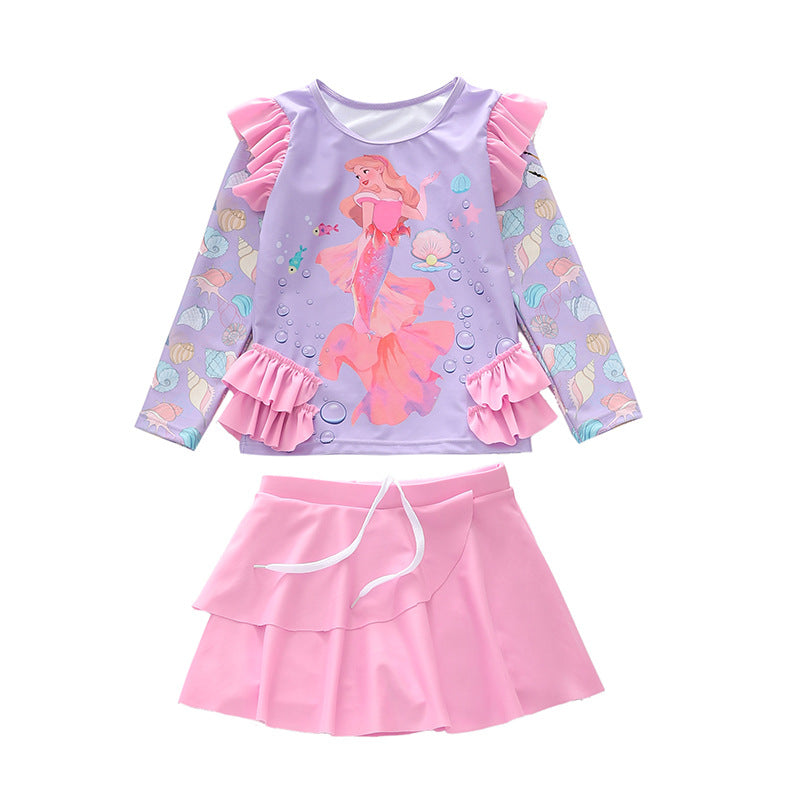 Kid Baby Girls Split Three-dimensional Lotus Leaf Swimsuit