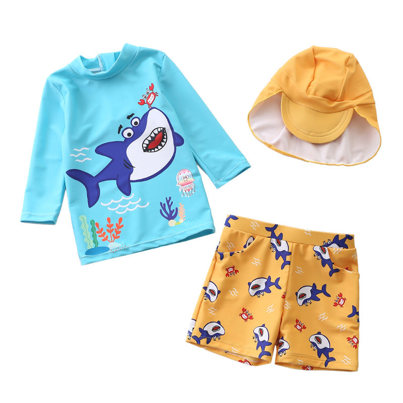 Kid Baby Boy Long Sleeve Split Shark Unicorn Anti-howling Swimsuit