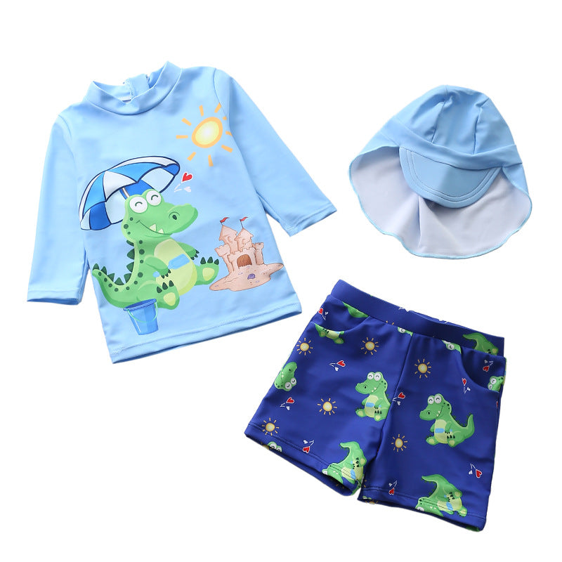 Kid Baby Boy Long Sleeve Split Shark Unicorn Anti-howling Swimsuit