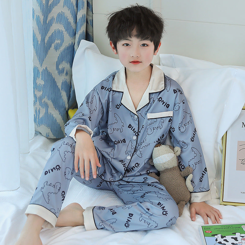 Kid Boy Pajamas Simulted Silk Ice Silk Homewear Pajamas