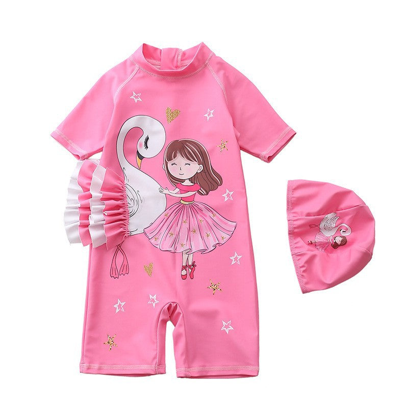 Kid Baby Girl Jumpsuit Swan Cute Swimsuit