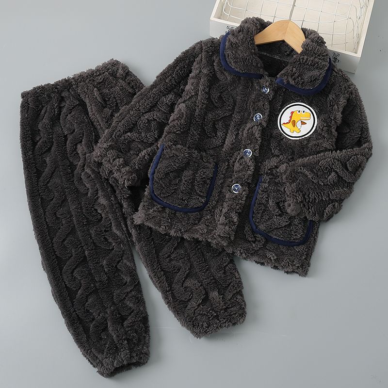 Kid Boy Girl Flannel Coral Velvet Winter Pajamas