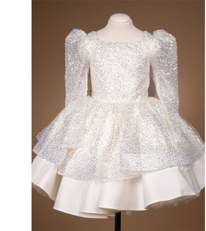 Kid Baby Girl Light Luxury Princess Birthday Pompous Flower Piano Dresses